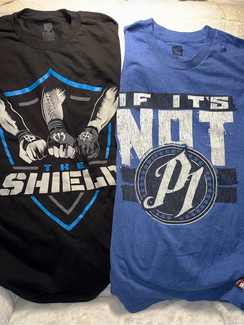 WWE The Shield Black Tee & AJ Styles Blue Graphic Tee Bundle Both XL